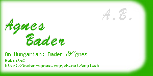 agnes bader business card